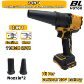 For DeWALT 20V Battery 2-in-1 Brushless Turbo Blower Jet Fan & Vacuum Cleaner High Speed 110000RPM Handheld Dust Blowing Tool